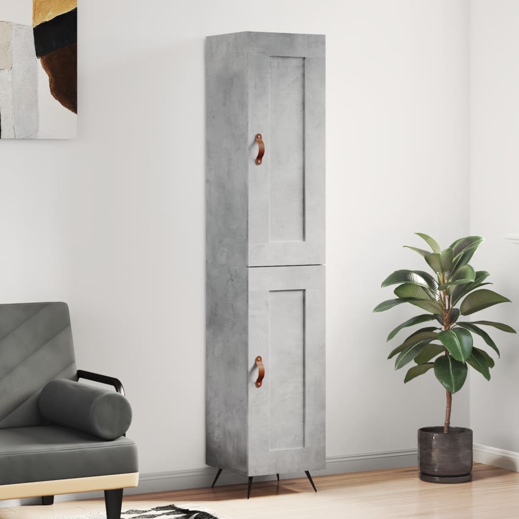 Highboard 34.5x34x180 cm Engineered Wood 1 Wood Door Concrete grey