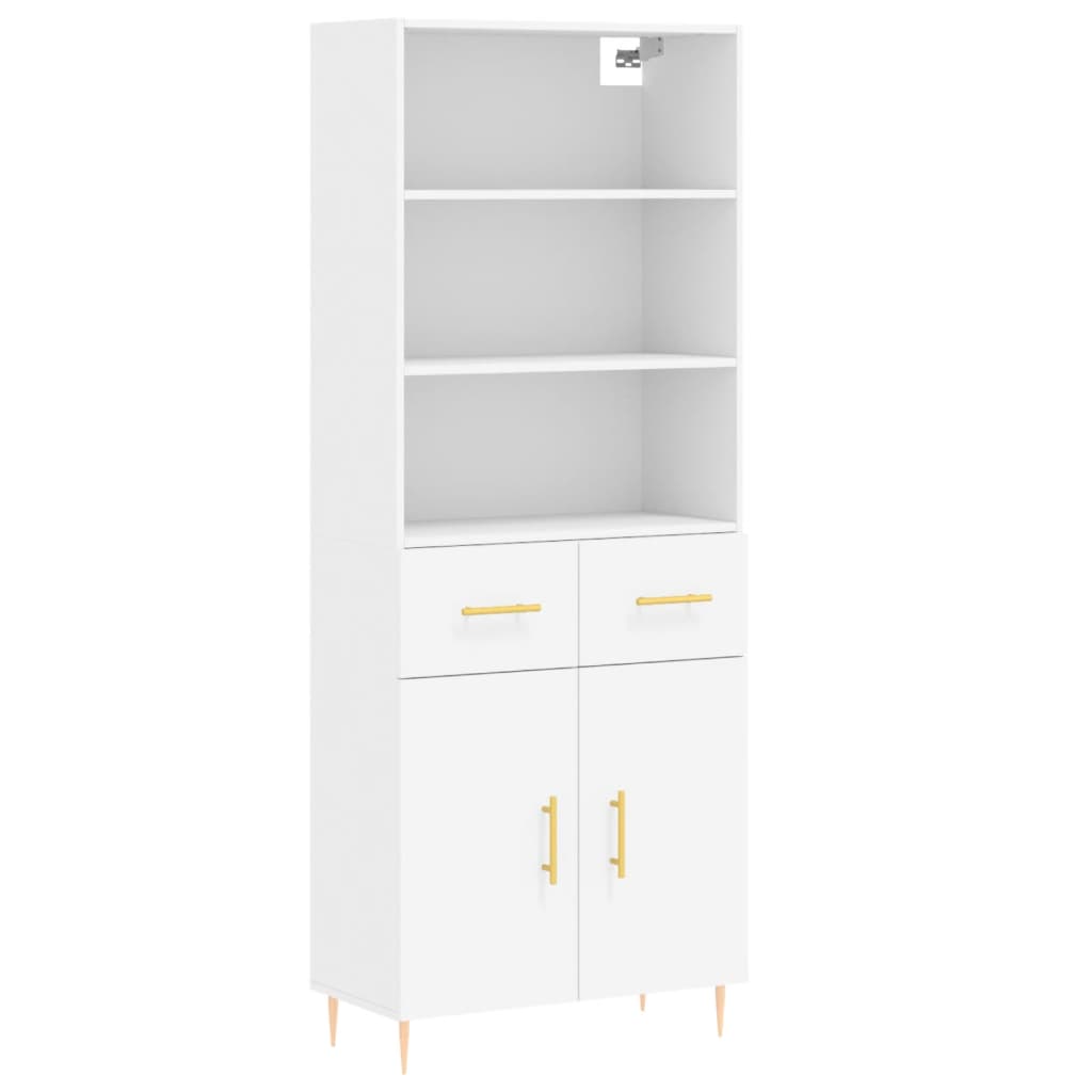 Highboard 69.5x34x180 cm Engineered Wood 2 Doors 2 Drawers White
