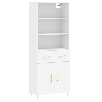 Highboard 69.5x34x180 cm Engineered Wood 2 Doors 2 Drawers White