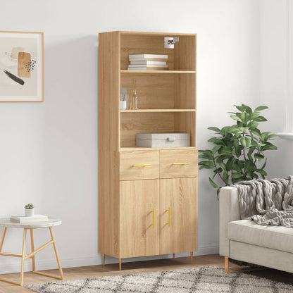 Highboard 69.5x34x180 cm Engineered Wood 2 Doors 2 Drawers Sonoma oak