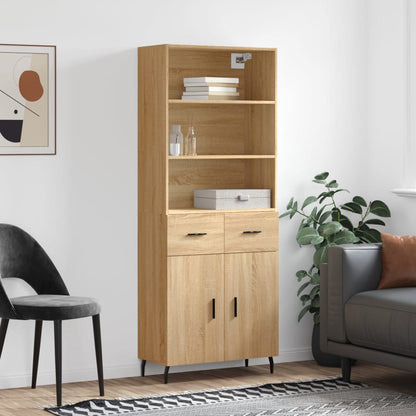 Highboard 69.5x34x180 cm Engineered Wood 2 Doors 2 Drawers Sonoma oak