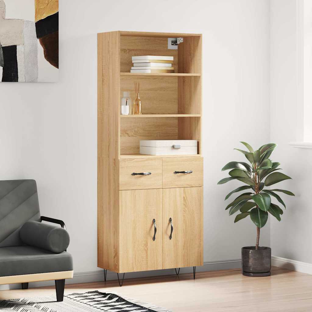 Highboard 69.5x34x180 cm Engineered Wood 2 Doors 2 Drawers Sonoma oak