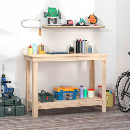 Work Bench Solid Wood Pine Natural 110 x 50 x 80 cm