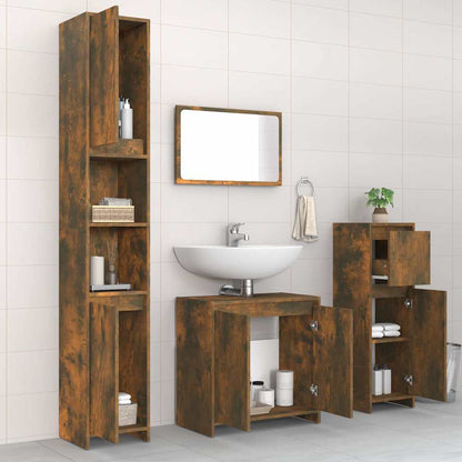4 Piece Bathroom Furniture Set Engineered Wood Smoked oak