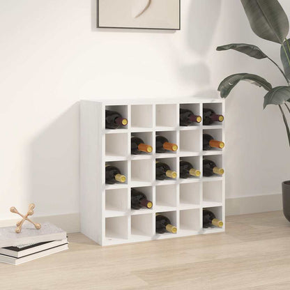 Wine Cabinet 62x25x62 cm Solid Wood Pine White with 25 holes 1