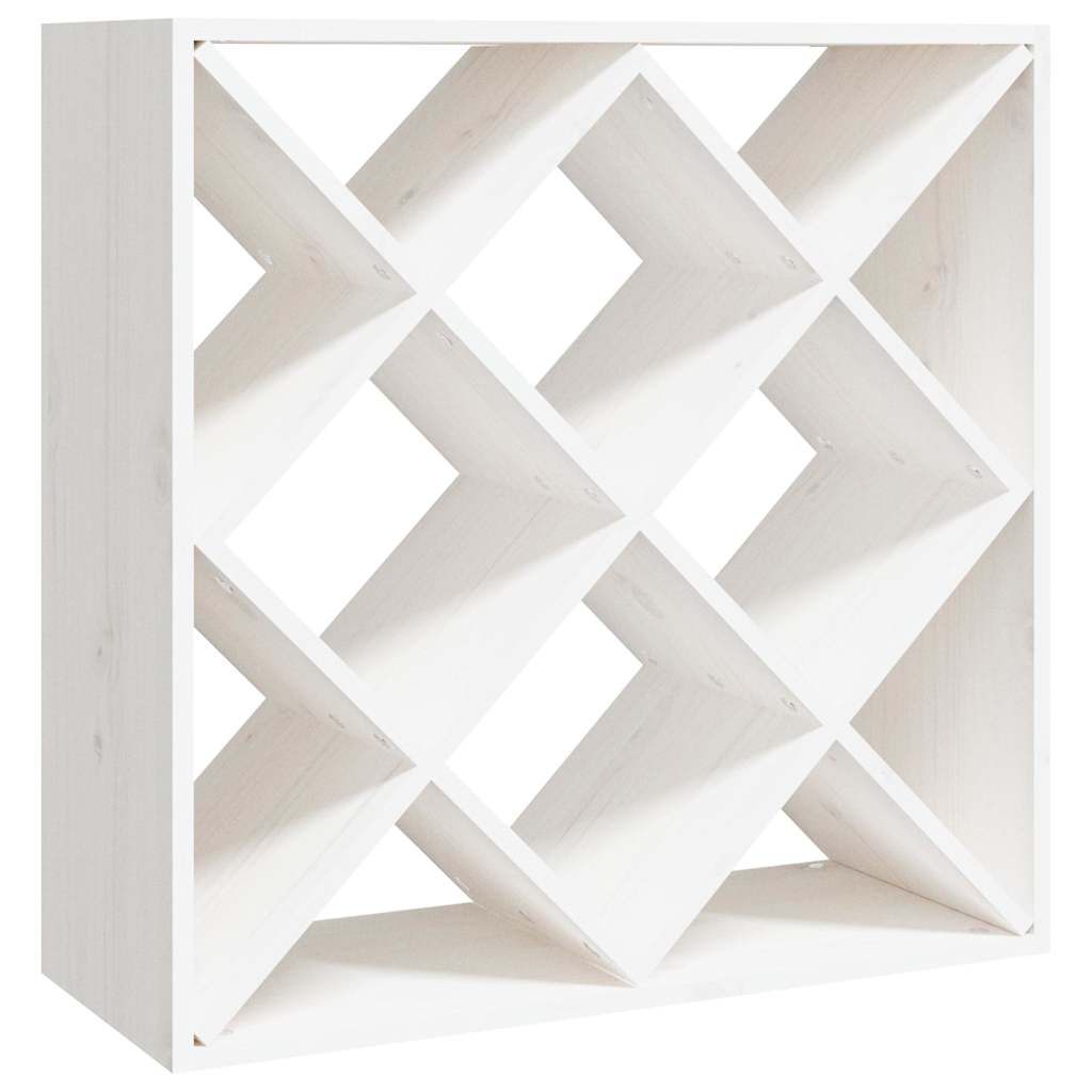 Wine Cabinet 62x25x62 cm Solid Wood Pine White with 12 holes 1