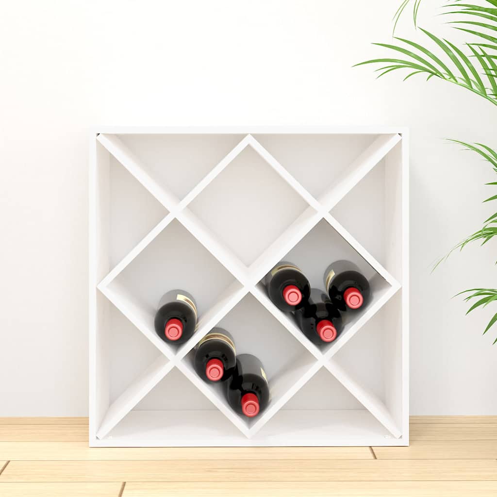 Wine Cabinet 62x25x62 cm Solid Wood Pine White with 12 holes 1
