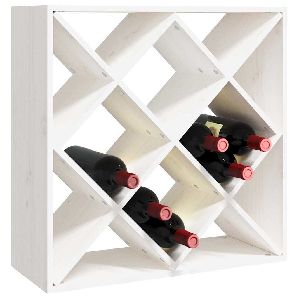 Wine Cabinet 62x25x62 cm Solid Wood Pine White with 12 holes 1