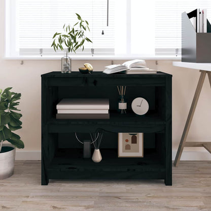Book Cabinet 80x35x97 cm Solid Wood Pine Black 68 cm