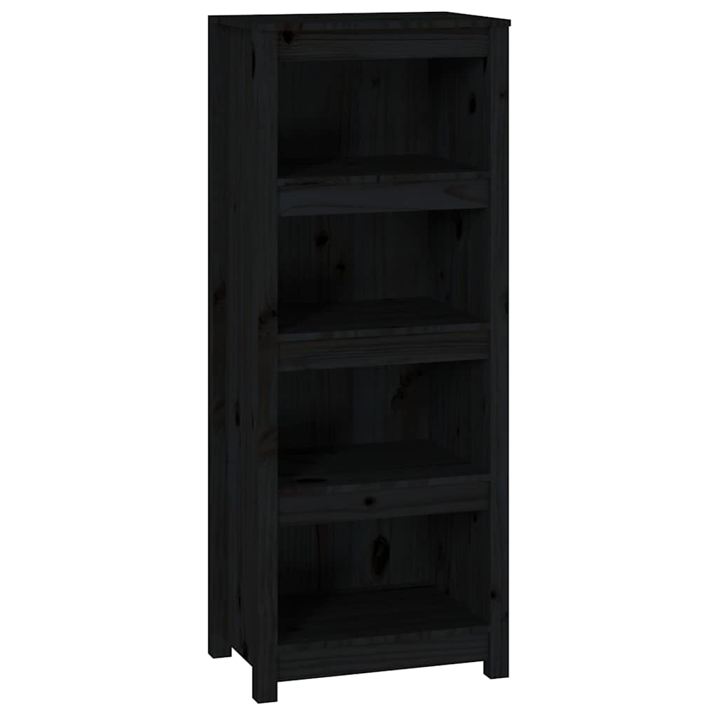 Book Cabinet 50x35x154 cm Solid Wood Pine Black 125.5 cm