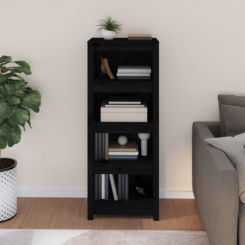 Book Cabinet 50x35x154 cm Solid Wood Pine Black 125.5 cm