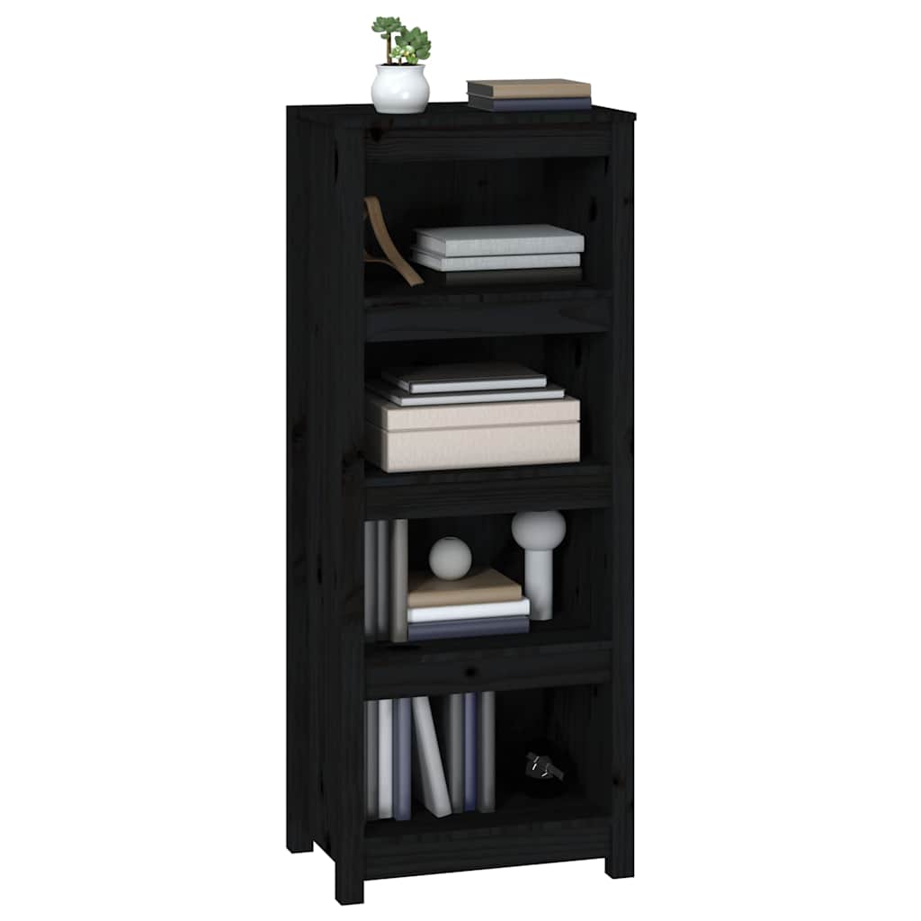 Book Cabinet 50x35x154 cm Solid Wood Pine Black 125.5 cm