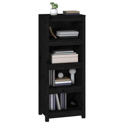 Book Cabinet 50x35x154 cm Solid Wood Pine Black 125.5 cm