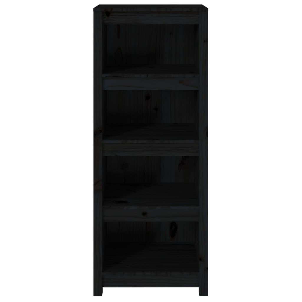 Book Cabinet 50x35x154 cm Solid Wood Pine Black 125.5 cm