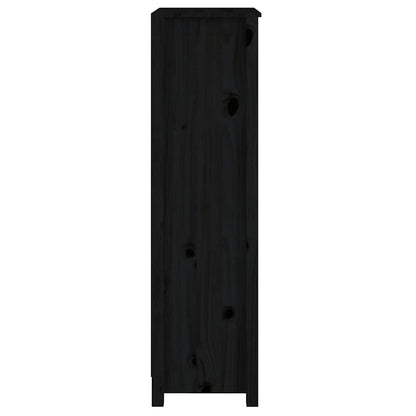 Book Cabinet 50x35x154 cm Solid Wood Pine Black 125.5 cm