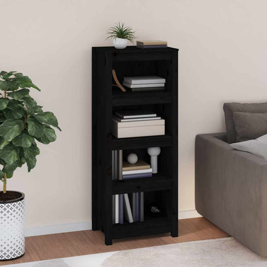 Book Cabinet 50x35x154 cm Solid Wood Pine Black 125.5 cm