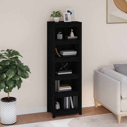 Book Cabinet 50x35x154 cm Solid Wood Pine Black 154 cm