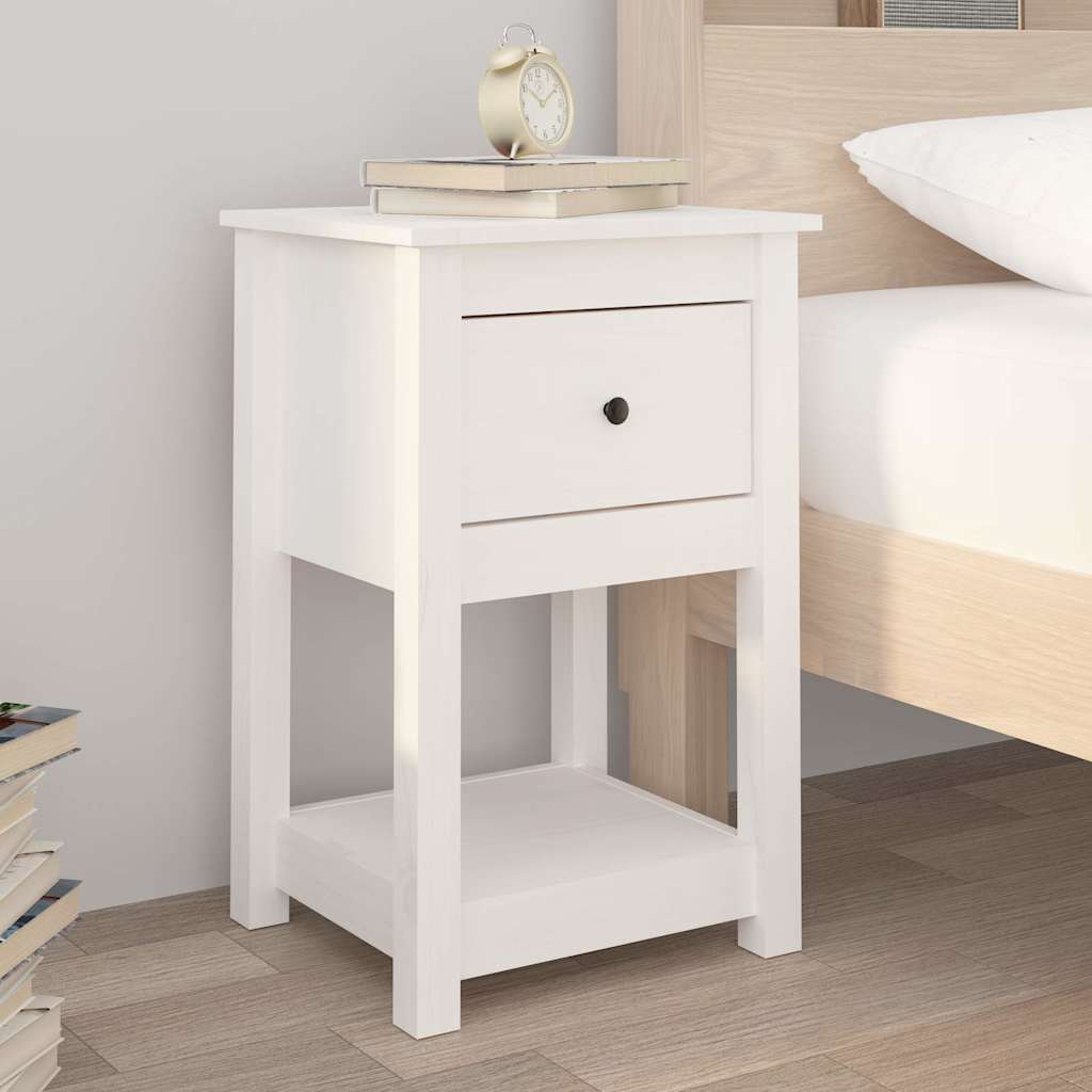 Bedside Cabinet 40x35x61,5 cm Solid Wood Pine White