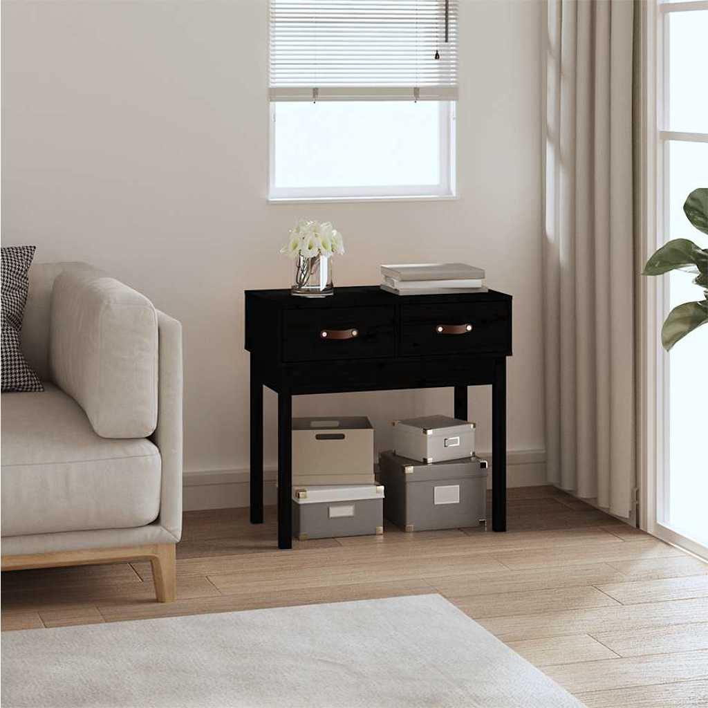 Console Table 76,5x40x75 cm Solid Wood Pine Black 76.5 cm