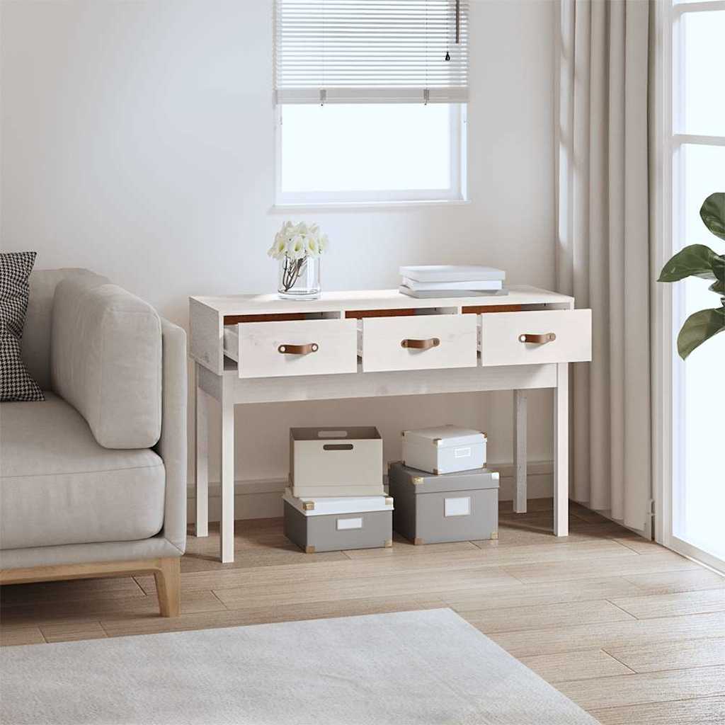 Console Table 76,5x40x75 cm Solid Wood Pine White 114 cm