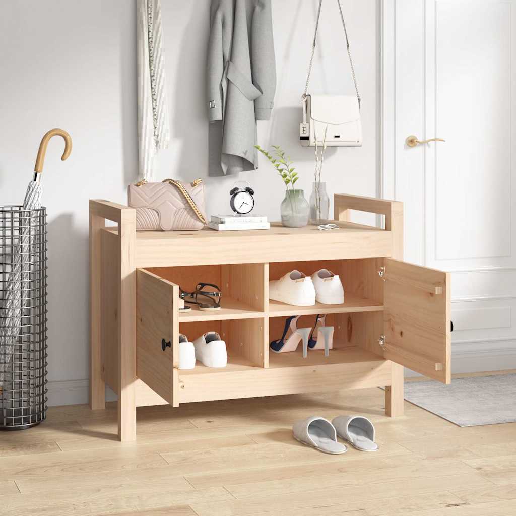 Hall Bench Solid Wood Pine Natural 80 cm 60 cm