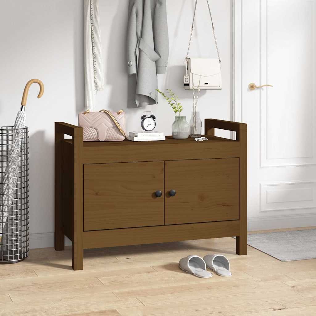 Hall Bench Solid Wood Pine Honey brown 80 cm 60 cm