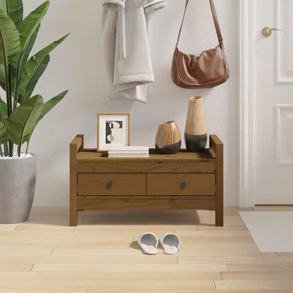 Hall Bench Solid Wood Pine Honey brown 80 cm 43 cm