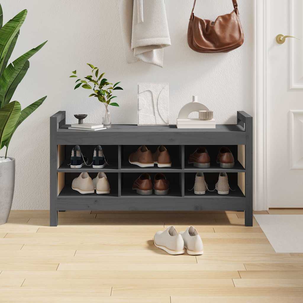 Hall Bench Solid Wood Pine Grey 110 cm 60 cm
