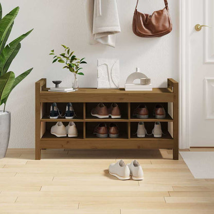 Hall Bench Solid Wood Pine Honey brown 110 cm 60 cm