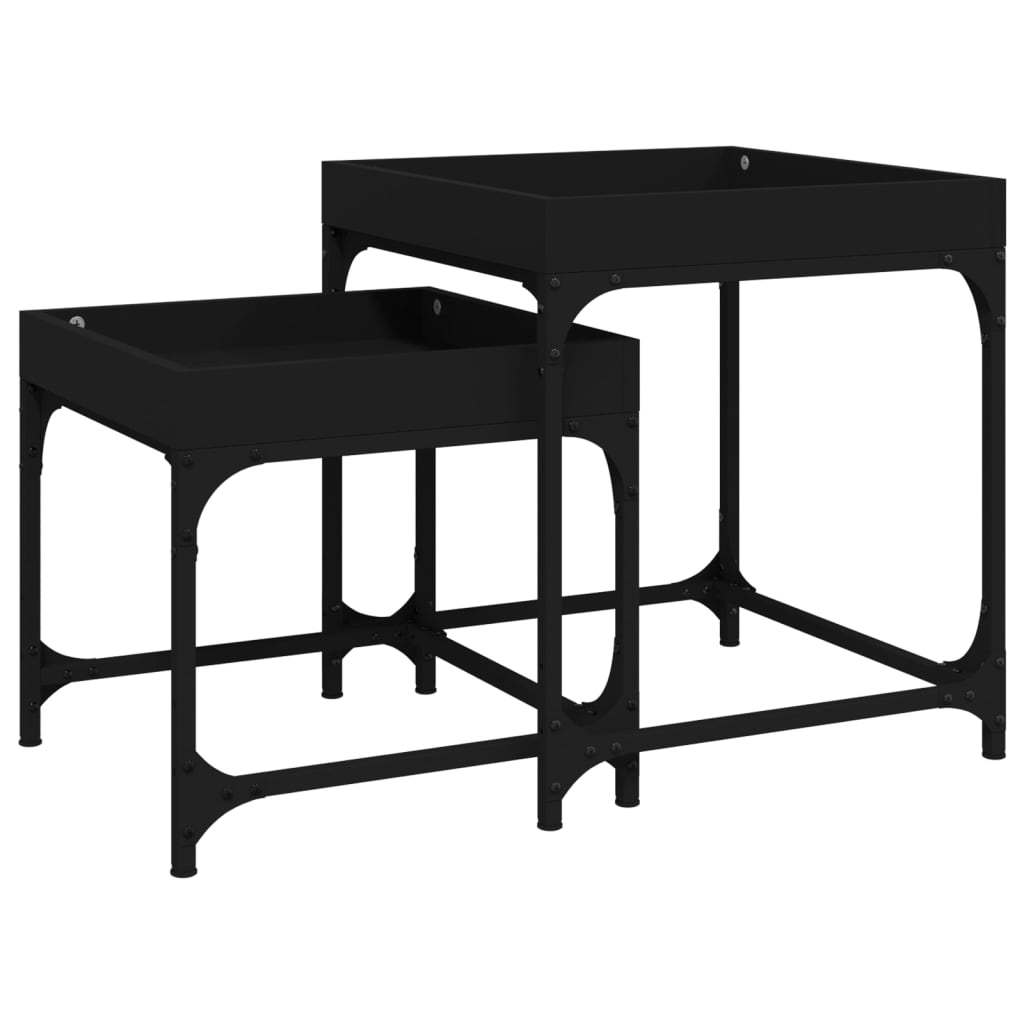 vidaXL Side Tables 2 pcs Black Engineered Wood