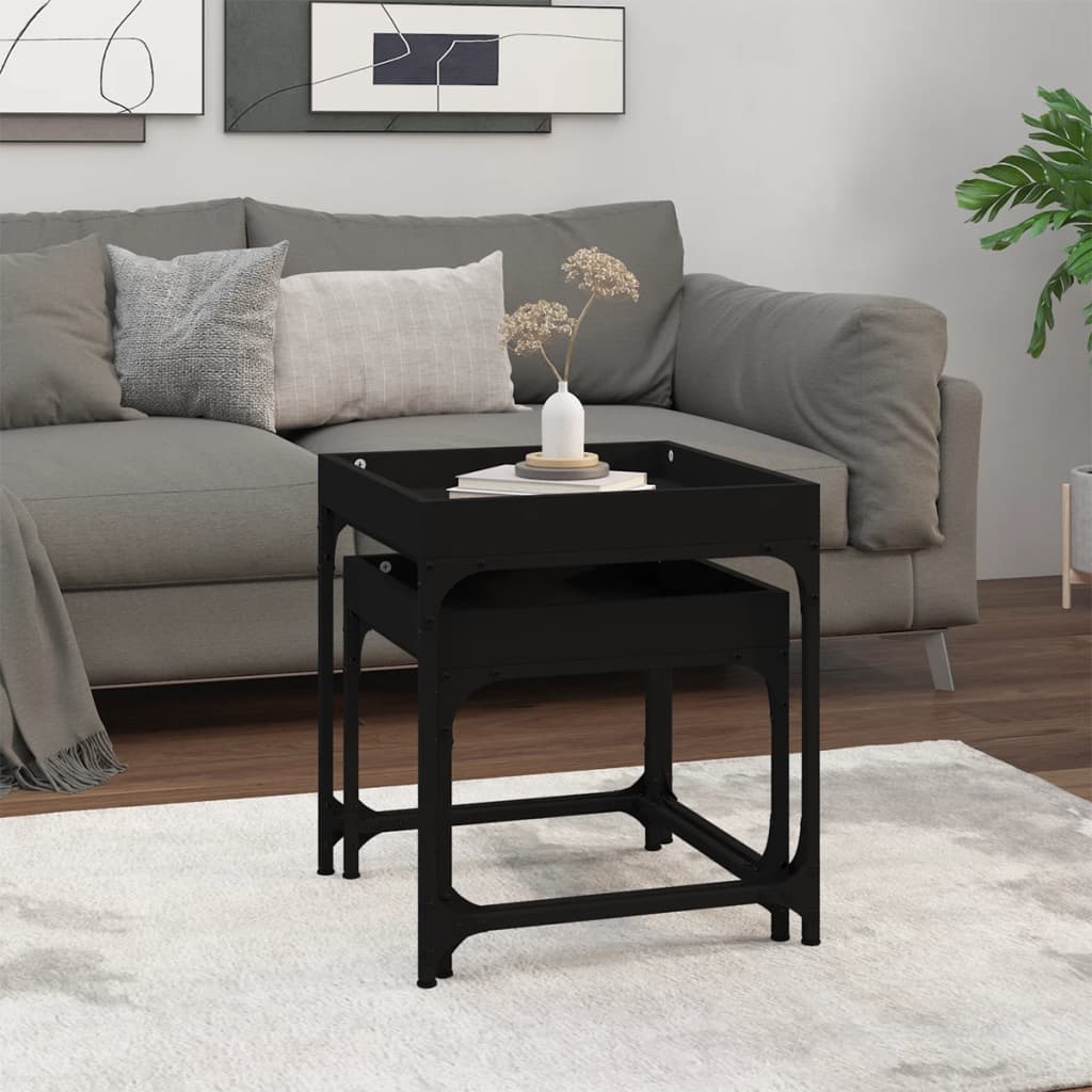 vidaXL Side Tables 2 pcs Black Engineered Wood