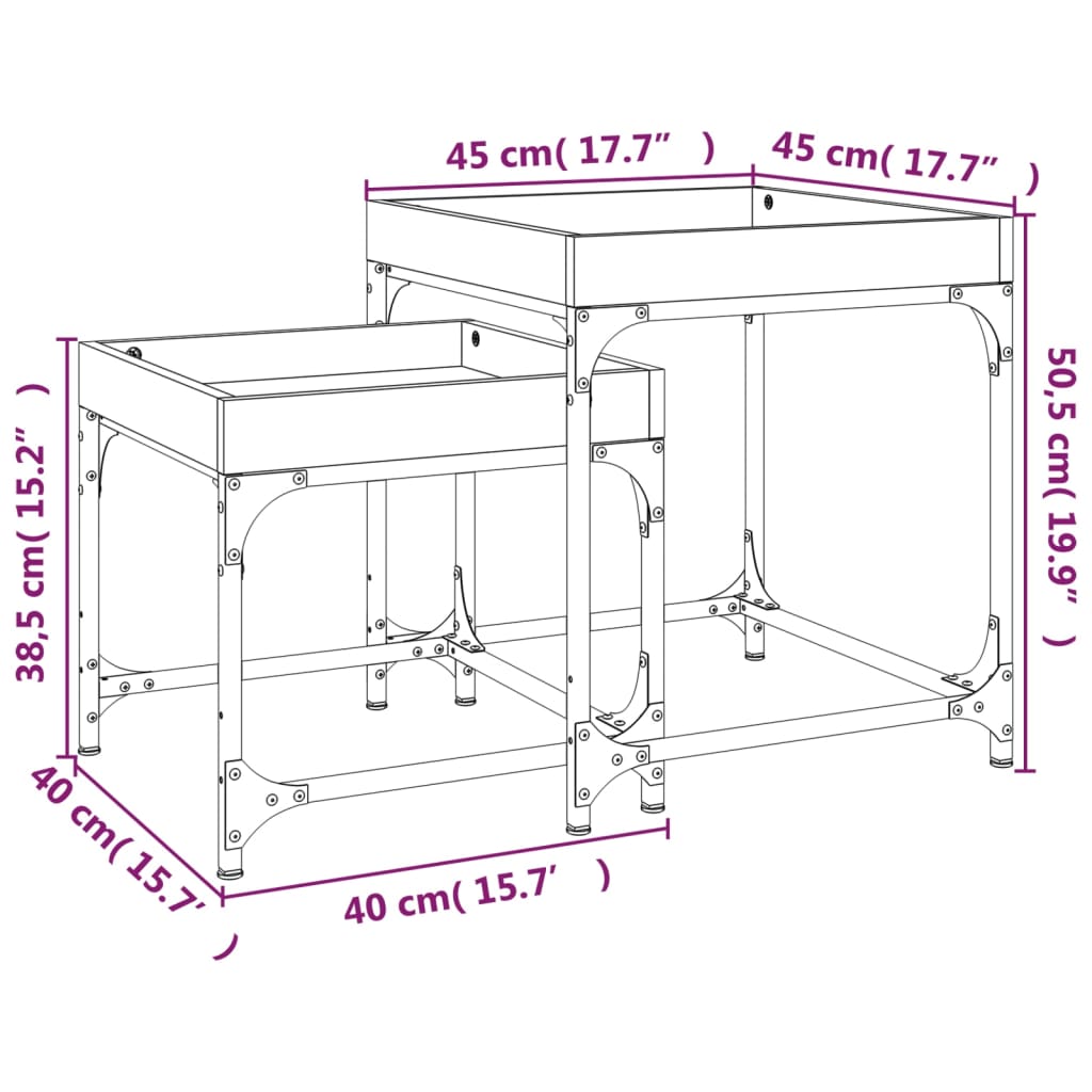 vidaXL Side Tables 2 pcs Black Engineered Wood