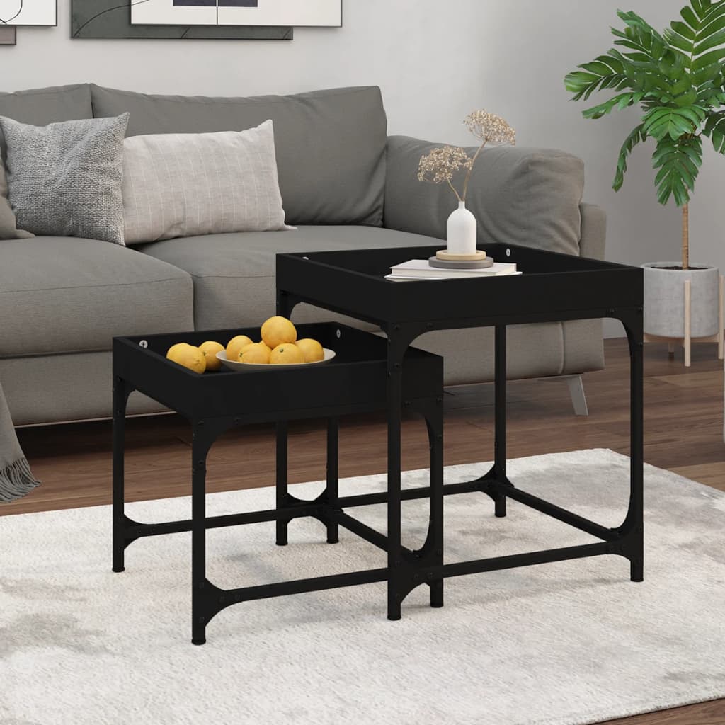 vidaXL Side Tables 2 pcs Black Engineered Wood