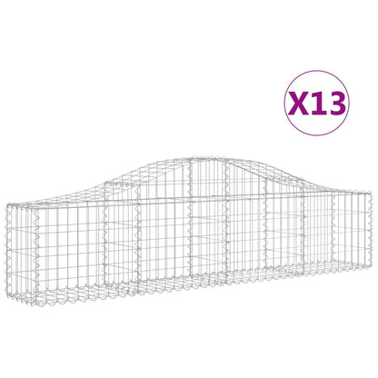 vidaXL Arched Gabion Baskets 13 pcs 200x30x40/60 cm Galvanised Iron 2
