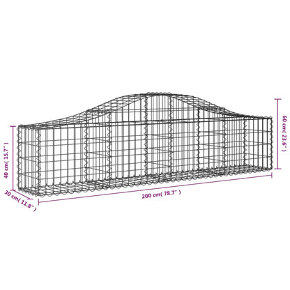 vidaXL Arched Gabion Baskets 13 pcs 200x30x40/60 cm Galvanised Iron 6