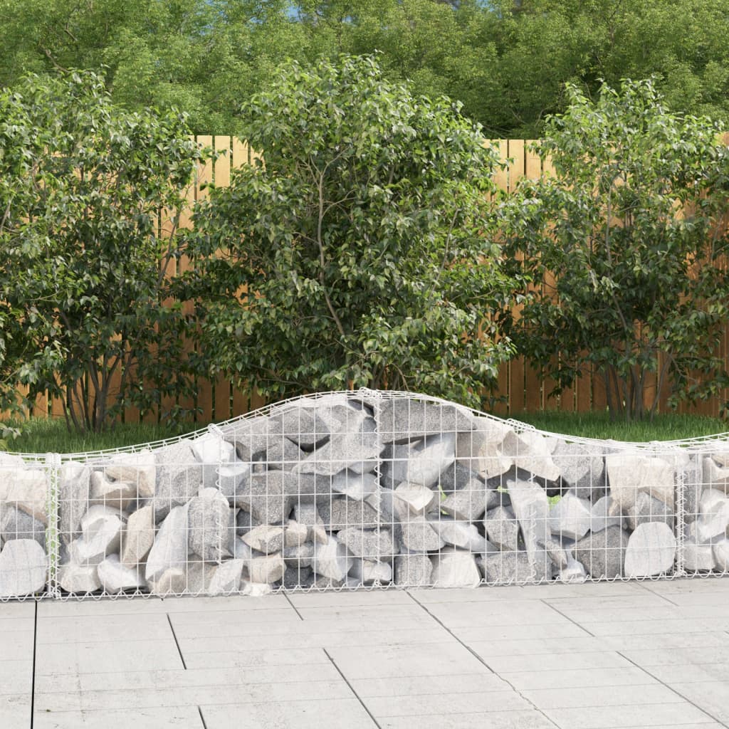 vidaXL Arched Gabion Baskets 13 pcs 200x30x40/60 cm Galvanised Iron 1