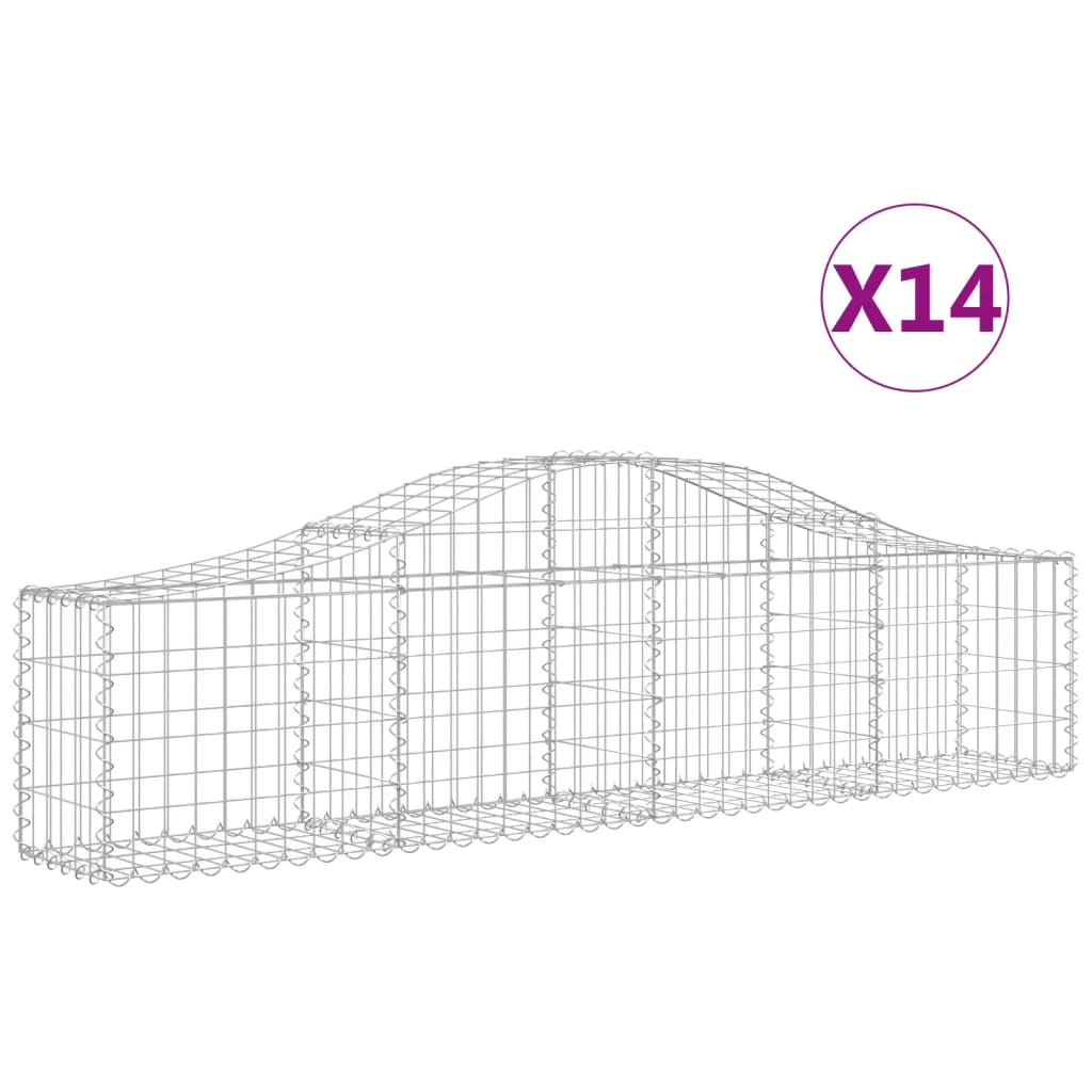 vidaXL Arched Gabion Baskets 14 pcs 200x30x40/60 cm Galvanised Iron 2