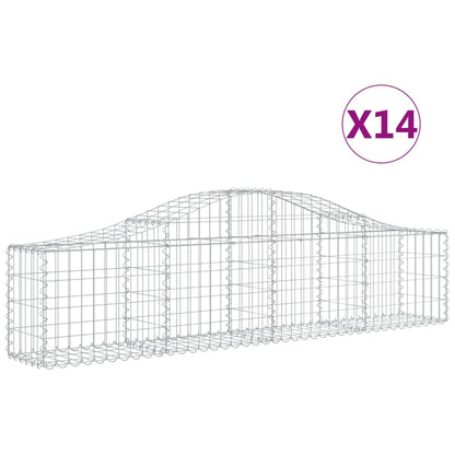 vidaXL Arched Gabion Baskets 14 pcs 200x30x40/60 cm Galvanised Iron 2
