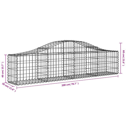 vidaXL Arched Gabion Baskets 14 pcs 200x30x40/60 cm Galvanised Iron 6