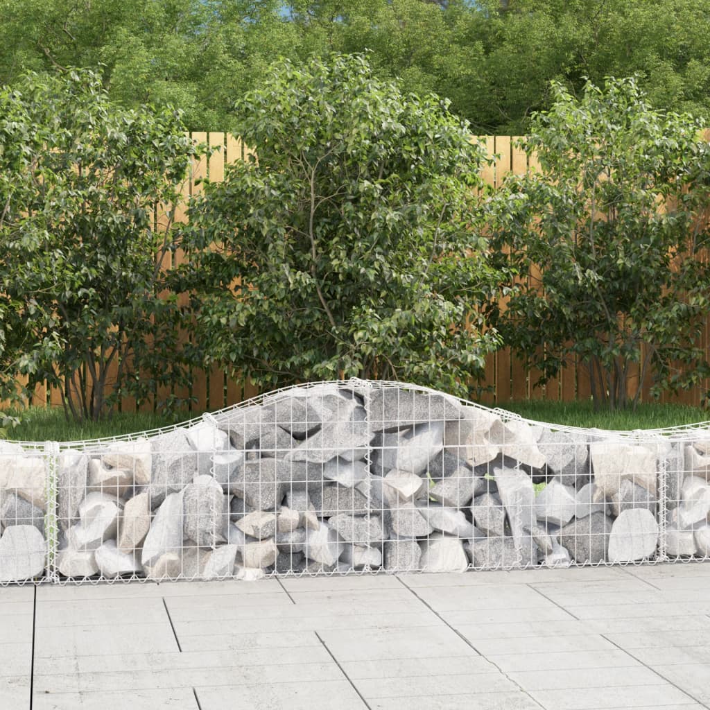 vidaXL Arched Gabion Baskets 14 pcs 200x30x40/60 cm Galvanised Iron 1