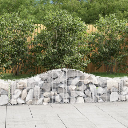 vidaXL Arched Gabion Baskets 14 pcs 200x30x40/60 cm Galvanised Iron 1