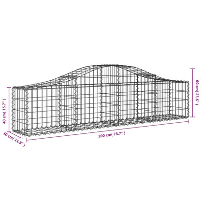 vidaXL Arched Gabion Baskets 15 pcs 200x30x40/60 cm Galvanised Iron 6