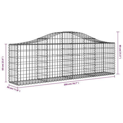 vidaXL Arched Gabion Baskets 9 pcs 200x30x60/80 cm Galvanised Iron 6