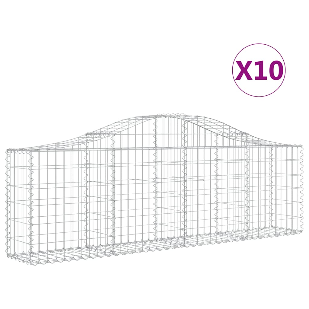 vidaXL Arched Gabion Baskets 10 pcs 200x30x60/80 cm Galvanised Iron 2