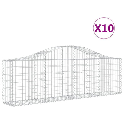 vidaXL Arched Gabion Baskets 10 pcs 200x30x60/80 cm Galvanised Iron 2
