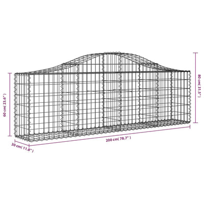 vidaXL Arched Gabion Baskets 10 pcs 200x30x60/80 cm Galvanised Iron 6