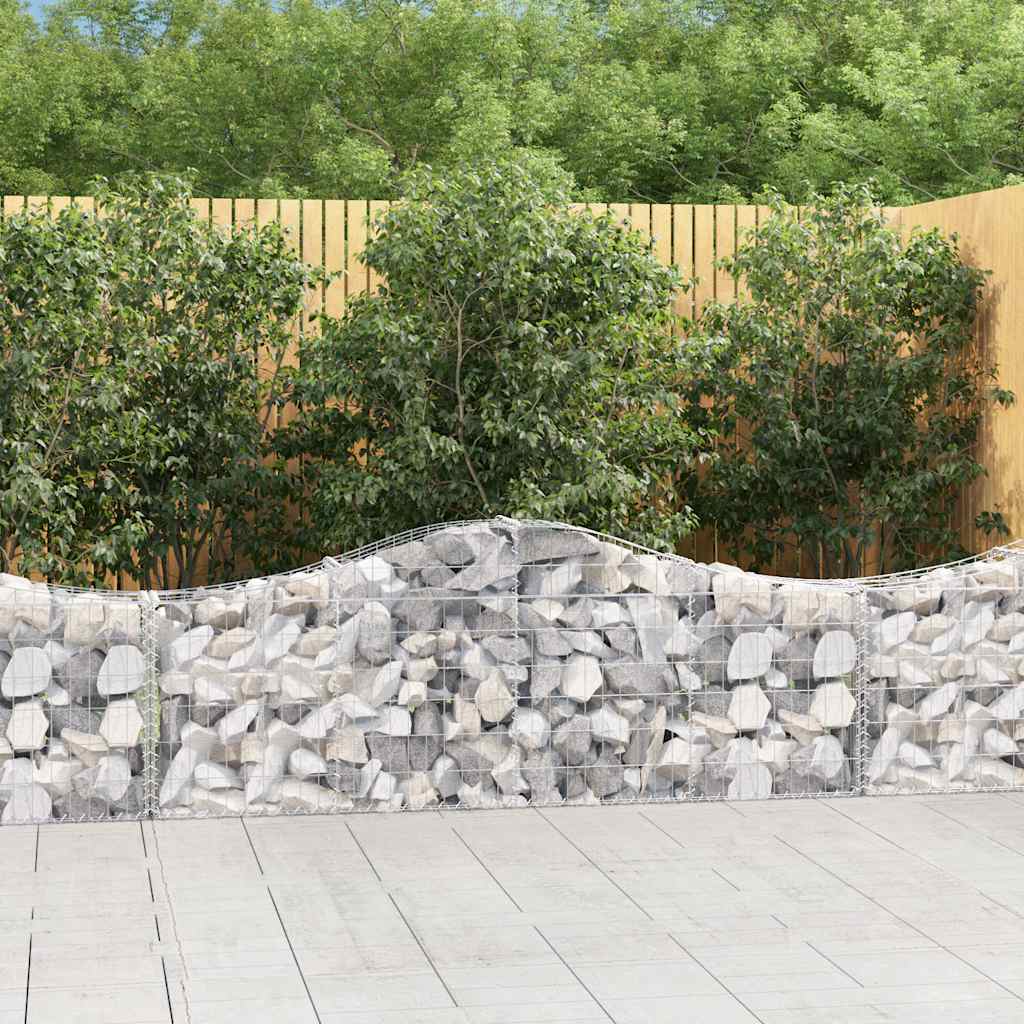 vidaXL Arched Gabion Baskets 10 pcs 200x30x60/80 cm Galvanised Iron 1