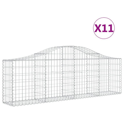 vidaXL Arched Gabion Baskets 11 pcs 200x30x60/80 cm Galvanised Iron 2