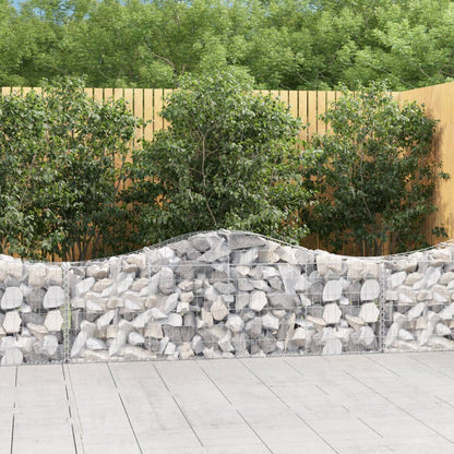 vidaXL Arched Gabion Baskets 11 pcs 200x30x60/80 cm Galvanised Iron 1