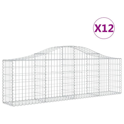 vidaXL Arched Gabion Baskets 12 pcs 200x30x60/80 cm Galvanised Iron 2
